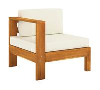 Vidaxl sofá central con 1 reposabrazos madera acacia blanca crema