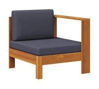 Vidaxl sofá central con 1 reposabrazos madera acacia gris oscuro