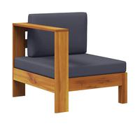 Vidaxl sofá central con 1 reposabrazos madera acacia gris oscuro