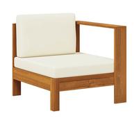 Vidaxl sofá central con 1 reposabrazos madera de acacia blanca crema