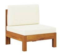 Vidaxl sofá central con cojines blanco crema madera de acacia