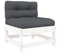 vidaXL Sofá Central con Cojines Madera Maciza de Pino Blanco
