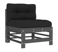 Vidaxl sofá central con cojines madera maciza de pino gris