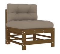 Vidaxl sofá central con cojines madera maciza de pino marrón miel