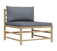 vidaXL Sofá Central de Jardín Bambú con Cojines Jardín Asiento Sala de Estar Salón Mobiliario Terraza Patio Exterior Balcón Estable Gris Oscuro