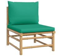 vidaXL Sofá Central de jardín bambú con Cojines Verde, sofá intermedio de jardín, sofá de Exterior, sofá de Patio, sofá de jardín, sofá Modular