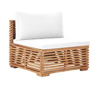 Vidaxl sofá central de jardín madera maciza teca y cojín color crema