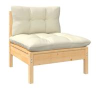 Vidaxl sofá central de jardín y cojines madera madera pino crema