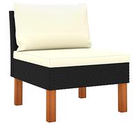vidaXL Sofá Central Jardín Patio Muebles Mobiliario Terraza Exterior Hogar Silla Asiento Acolchado Suave de Ratán Sintético Madera Maciza de Eucalipto