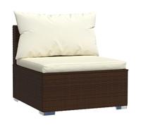 Vidaxl sofá central para jardín con cojines ratán sintético marrón