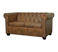 vidaXL Sofá Chesterfield 2 plazas de cuero artificial marrón