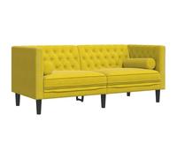 vidaXL Sofá Chesterfield 2 plazas con Cojines Terciopelo Amarillo, sofá, sofá de 2 plazas, sofá de Dos plazas de Terciopelo, sofá de Dos plazas
