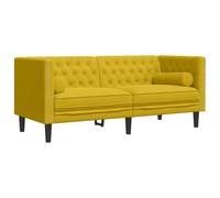 vidaXL Sofá Chesterfield 2 plazas con Cojines Terciopelo Amarillo, sofá, sofá de 2 plazas, sofá de Dos plazas de Terciopelo, sofá de Dos plazas