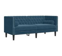 vidaXL Sofá Chesterfield 2 plazas con Cojines Terciopelo Azul, sofá, sofá de 2 plazas, sofá de Dos plazas de Terciopelo, sofá de Dos plazas