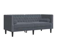 vidaXL Sofá Chesterfield 2 plazas terciopelo gris oscuro con cojines