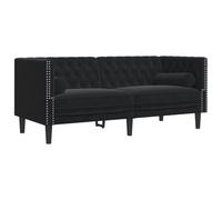 vidaXL Sofá Chesterfield 2 plazas con Cojines Terciopelo Negro, sofá, sofá de 2 plazas, sofá de Dos plazas de Terciopelo, sofá de Dos plazas