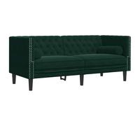 vidaXL Sofá Chesterfield 2 plazas con Cojines Terciopelo Verde Oscuro