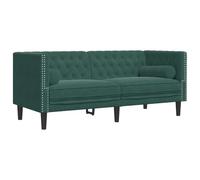 vidaXL Sofá Chesterfield 2 plazas con Cojines Terciopelo Verde Oscuro, sofá, sofá de 2 plazas, sofá de Dos plazas de Terciopelo, sofá de Dos plazas