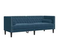 vidaXL Sofá Chesterfield 3 plazas con Cojines Terciopelo Azul
