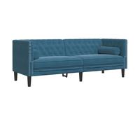 Sofá Chesterfield 3 plazas vidaXL con Cojines Terciopelo Azul, sofá de salón, sofá tapizado, para 3 personas