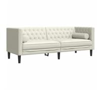 vidaXL Sofá Chesterfield 3 plazas con Cojines Terciopelo Blanco Crema, sofá, sofá de salón, sofá de Terciopelo, sofá tapizado, sofá para 3 Personas