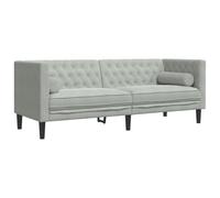 vidaXL Sofá Chesterfield 3 plazas con Cojines Terciopelo Gris Claro, sofá, sofá de salón, sofá de Terciopelo, sofá tapizado, sofá para 3 Personas