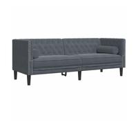 vidaXL Sofá Chesterfield 3 plazas con Cojines Terciopelo Gris Oscuro