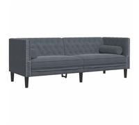 vidaXL Sofá Chesterfield 3 plazas con Cojines Terciopelo Gris Oscuro, sofá, sofá de salón, sofá de Terciopelo, sofá tapizado, sofá para 3 Personas