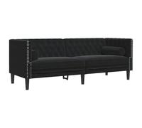 vidaXL Sofá Chesterfield 3 plazas con Cojines Terciopelo Negro