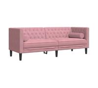 vidaXL Sofá Chesterfield 3 plazas con Cojines Terciopelo Rosa, sofá, sofá de salón, sofá de Terciopelo, sofá tapizado, sofá para 3 Personas