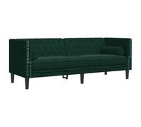 vidaXL Sofá Chesterfield 3 plazas con Cojines Terciopelo Verde Oscuro, sofá, sofá de salón, sofá de Terciopelo, sofá tapizado, sofá para 3 Personas