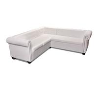 vidaXL Sofá Chesterfield 5 Plazas Cuero Artificial Blanco Sillón Asiento Silla