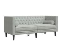 vidaXL Sofá Chesterfield 2 plazas con Cojines Terciopelo Gris Claro, sofá, sofá de 2 plazas, sofá de Dos plazas de Terciopelo, sofá de Dos plazas