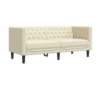 vidaXL Sofá Chesterfield de 2 plazas de piel sintética, color crema