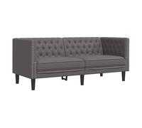 vidaXL Sofá Chesterfield Cuero artificial gris 2 plazas
