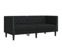 vidaXL Sofá Chesterfield Cuero artificial negro de 2 plazas