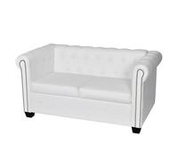 Sofá Chesterfield de 2 plazas cuero sintético blanco