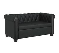 vidaXL Sofá Chesterfield de 2 plazas, cuero sintético, negro, 145,5 x 76 x 70 cm