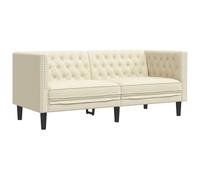 vidaXL Sofá Chesterfield de 2 plazas de piel sintética, color crema