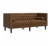 vidaXL Sofá Chesterfield de 2 plazas Piel de Ante sintético marrón, sofá, sofá de Dos plazas, Asientos de salón, sofás, sofá tapizado
