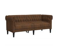 vidaXL Sofá Chesterfield de 2 plazas Tela marrón