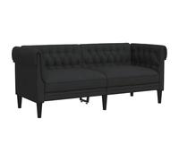 vidaXL Sofá Chesterfield de 2 Plazas, Asiento con Respaldo Reposabrazos, Sillón Tapizado de Televisión, Mueble para Salón, Tela Negro