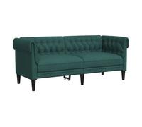 vidaXL Sofá Chesterfield de 2 plazas Tela Verde Oscuro