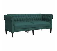 vidaXL Sofá Chesterfield de 2 plazas Tela Verde Oscuro