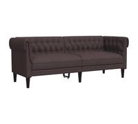vidaXL Sofá Chesterfield de 3 Plazas, Asiento con Respaldo Reposabrazos, Sillón Tapizado de Televisión, Mueble para Salón, Tela Marrón Oscuro