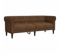 vidaXL Sofá Chesterfield de 3 Plazas, Asiento con Respaldo Reposabrazos, Sillón Tapizado de Televisión, Mueble para Salón, Tela Marrón
