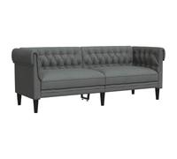 vidaXL Sofá Chesterfield de 3 Plazas, Asiento con Respaldo Reposabrazos, Sillón Tapizado de Televisión, Mueble para Salón, Tela Gris Oscuro