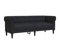 vidaXL Sofá Chesterfield de 3 Plazas, Asiento con Respaldo Reposabrazos, Sillón Tapizado de Televisión, Mueble para Salón, Tela Negro