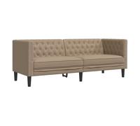 vidaXL Sofá Chesterfield de 3 plazas Cuero Artificial marrón Capuchino, sofá de 3 plazas, sofá, sofá tapizado, sofás de 3 plazas, sofás, sofá de salón