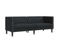 vidaXL Sofá Chesterfield de 3 plazas Cuero artificial Negro